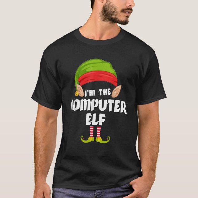 Funny Computer Elf Matching Family Group PJ Kristu T Shirt (Framsida)