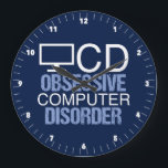 Funny Computer Science Geek Stor Klocka<br><div class="desc">En datorklocka i coolan för en teknisk gäst. De har redan all den teknik saker de behöver,  så få dem den här fantastisk-nördpresenten. En konstig OCD-akronym för en programmerare i datorvetenskap.</div>