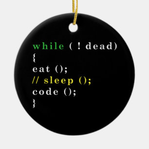 Funny Computer Science Programmer Eat-vilokod Julgransprydnad Keramik