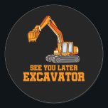 Funny Construction Excavator Boys Småbarn Runt Klistermärke<br><div class="desc">Coola Bygger Site Fordon för barn. Lustigt byggföretag,  Boys Småbarn.</div>