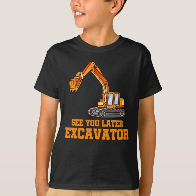 Funny Construction Excavator Boys Småbarn T Shirt (Framsida)