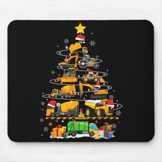 Funny Construction Excavator Truck Christmas Tree  Musmatta (Framsidan)