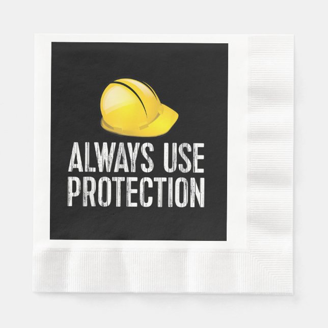 Funny Construction Tshirt - Always Use Protection  Pappersservett (Framsidan)