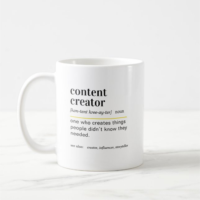 Funny Content Creator Definition Gift Kaffemugg (Vänster)