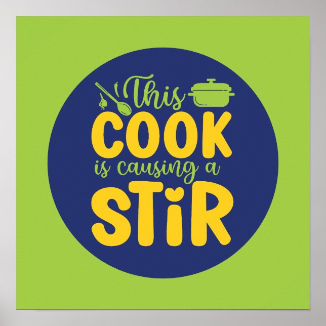 Funny Cook som orsakar en stir Retro-kokning Art D Poster (Framsidan)