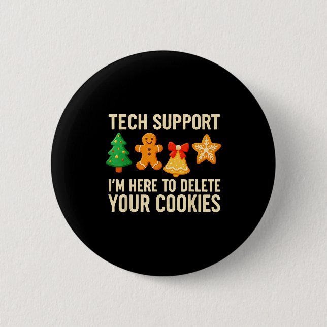 Funny Cookies Christmas Gingerbread Tech Suprt Men Knapp (Framsida)