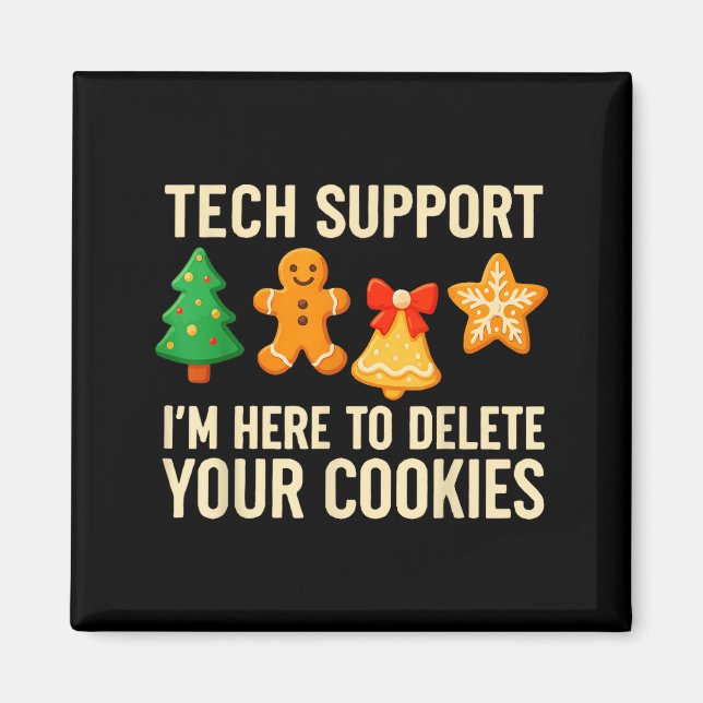 Funny Cookies Christmas Gingerbread Tech Suprt Men Magnet (Framsidan)