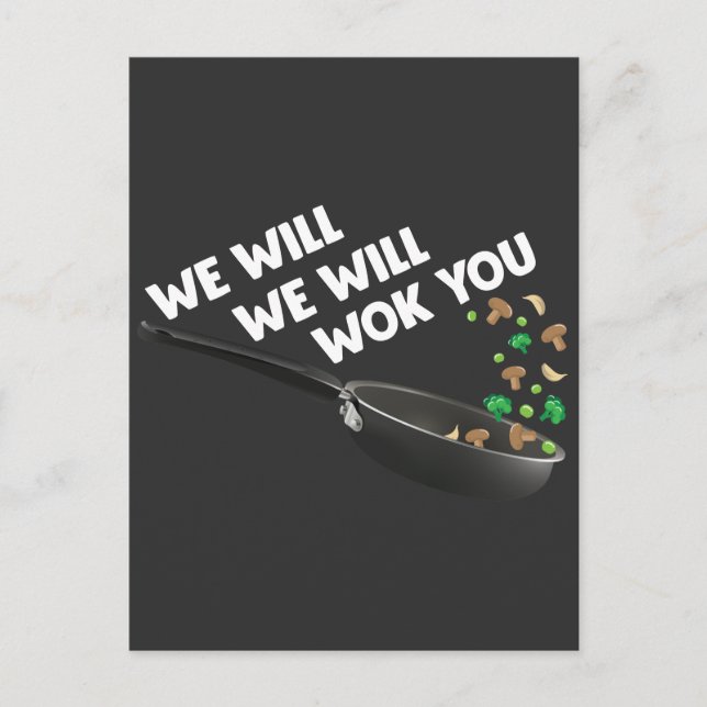 Funny Cooking Asian cuisine Food Pun Cook Wok Chef Vykort (Framsida)