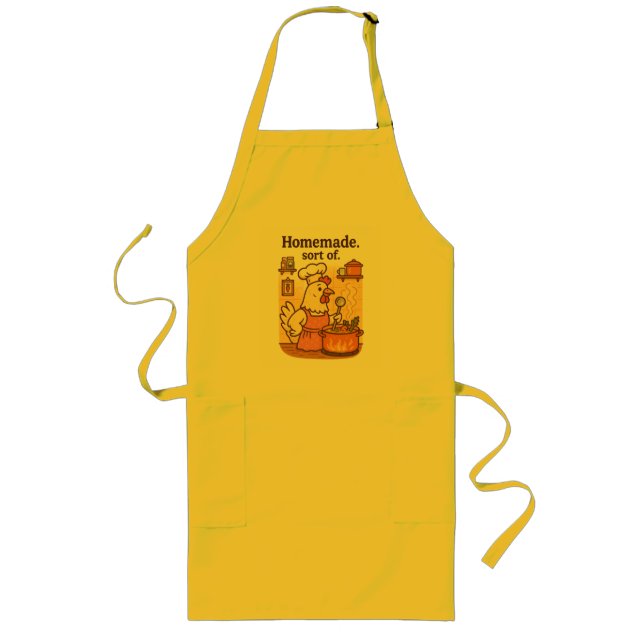 Funny Cooking Chicken Apron – Hen Making Soup Långt Förkläde (Framsidan)