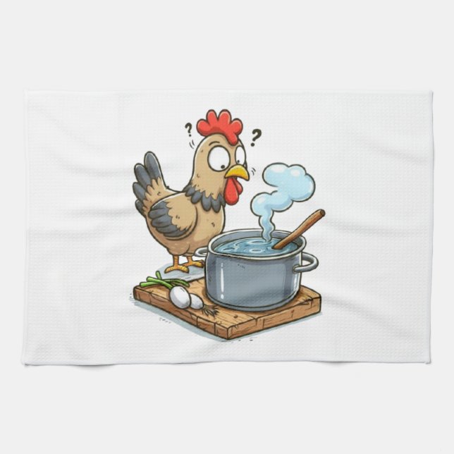 Funny Cooking Chicken Apron - Hen Skapar Soppa Kökshandduk (Horisontell)