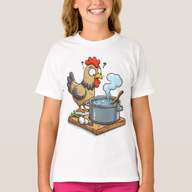 Funny Cooking Chicken Apron - Hen Skapar Soppa T Shirt (Framsida)