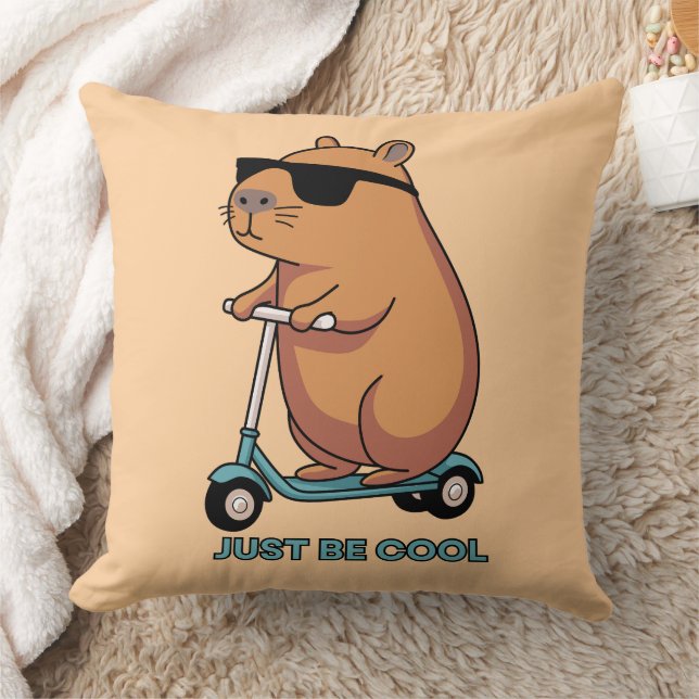 Funny Cool Capybara Scooter Vibes Kudde (Filt)