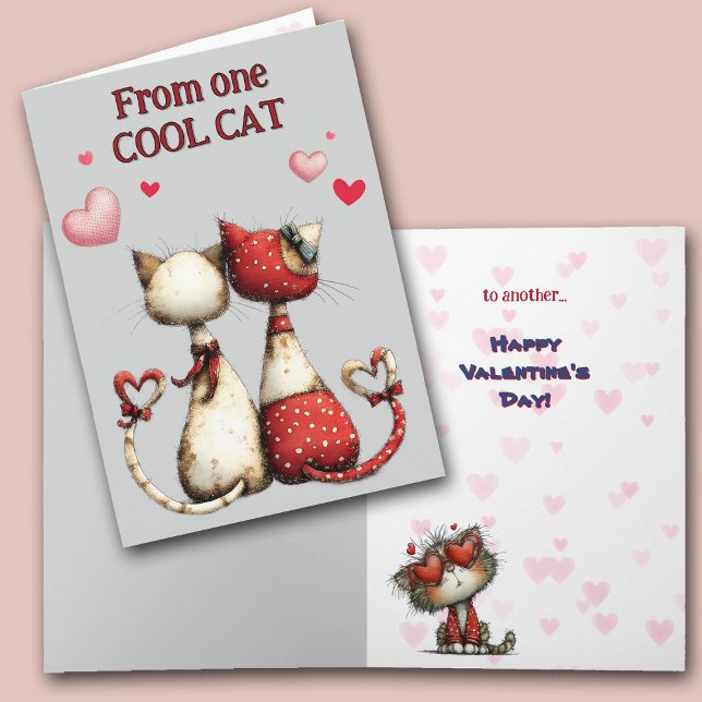 Funny Cool Cat Valentine Card Helgkort (Skapare uppladdad)