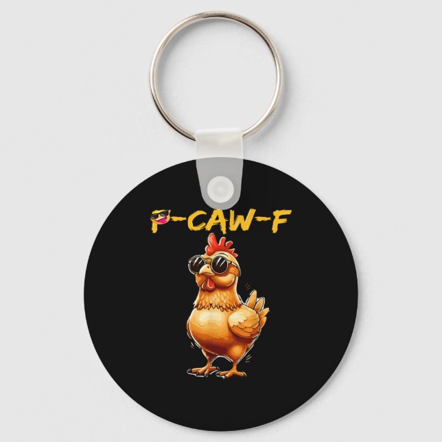Funny Cool Chicken Sungles Caw F Humor For Men Wom Nyckelring (Framsida)