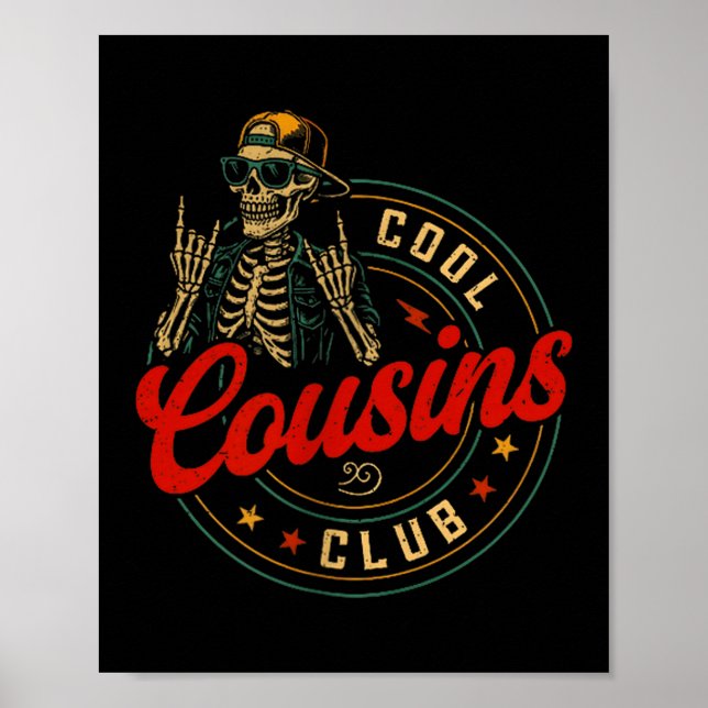 Funny Cool Cousins Club Shirt Cousin Crew Skeleton Poster (Framsidan)