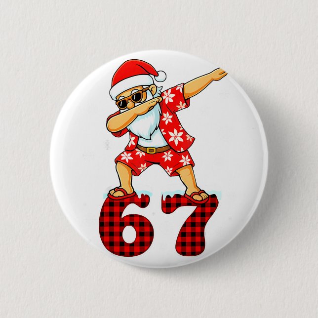Funny Cool Dabbing Santa Hawaii 67 Meme Christmas  Knapp (Framsida)