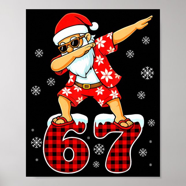 Funny Cool Dabbing Santa Hawaii 67 Meme Christmas  Poster (Framsidan)