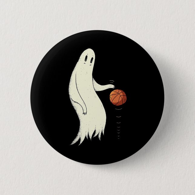 Funny Cool Ghost Dribbling Sketll - Halloween Sket Knapp (Framsida)