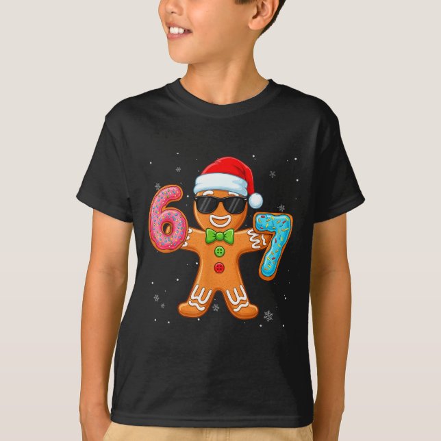 Funny Cool Gingerbread Six Seven 67 Ice Cream Drip T Shirt (Framsida)