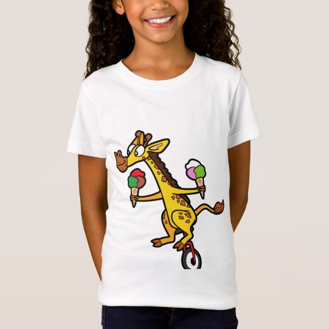 Funny Coola Cute Giraffe Unicle Ice Cream T Shirt (Framsida)