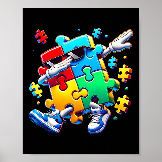 Funny Coola Dabbing Puzzle Biet Autism Awareness C Poster (Framsidan)