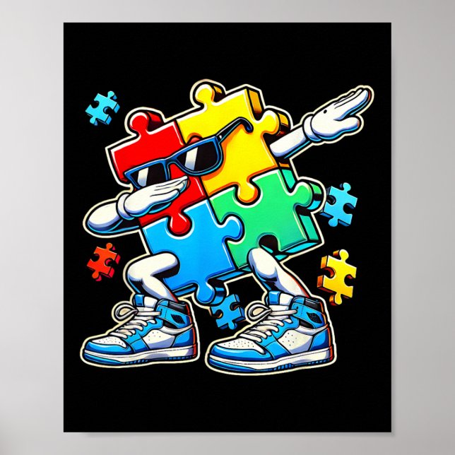 Funny Coola Dabbing Puzzle Biet Autism Awareness G Poster (Framsidan)