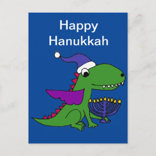 Funny Coola Dragon och Menorah Lycklig Hanukah Art Helg Vykort