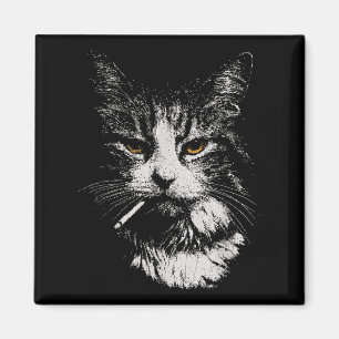 Funny Coola Katt Rökning Funny Meme Cigarette Cat Magnet