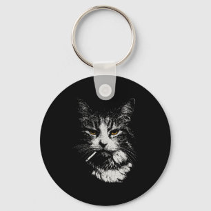 Funny Coola Katt Rökning Funny Meme Cigarette Cat Nyckelring