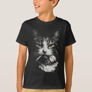 Funny Coola Katt Rökning Funny Meme Cigarette Cat  T Shirt
