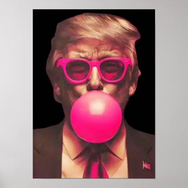 Funny Coola Trump Bubble Gum Rosa Poster (Framsidan)