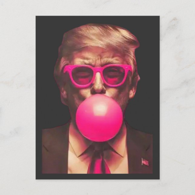 Funny Coola Trump Bubble Gum Rosa Vykort (Framsida)