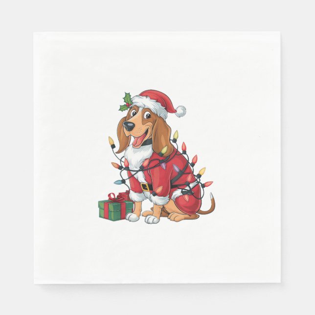 Funny Coonhound Julafton Lighting Santa Coonhound  Pappersservett (Framsidan)