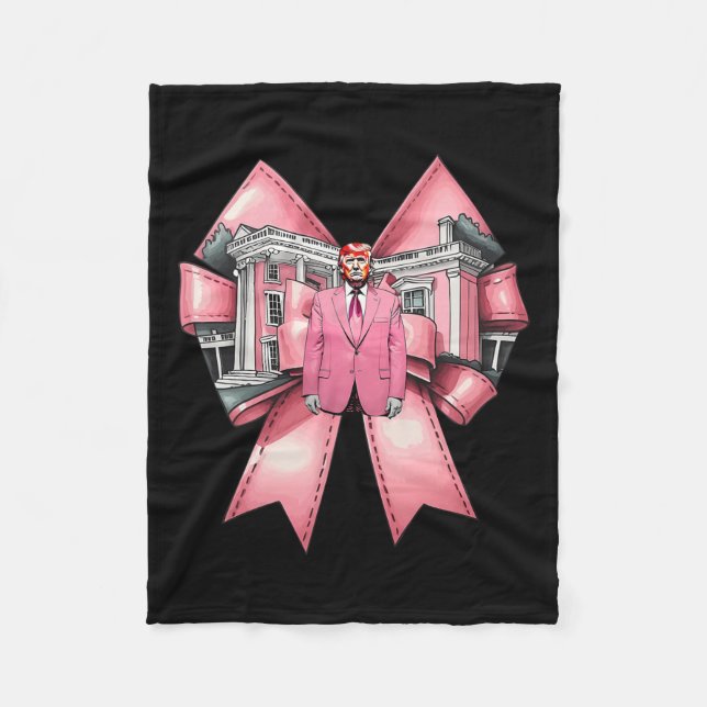 Funny Coquette Bow Trump Rosa Heart Valentine Fleecefilt (Framsidan)