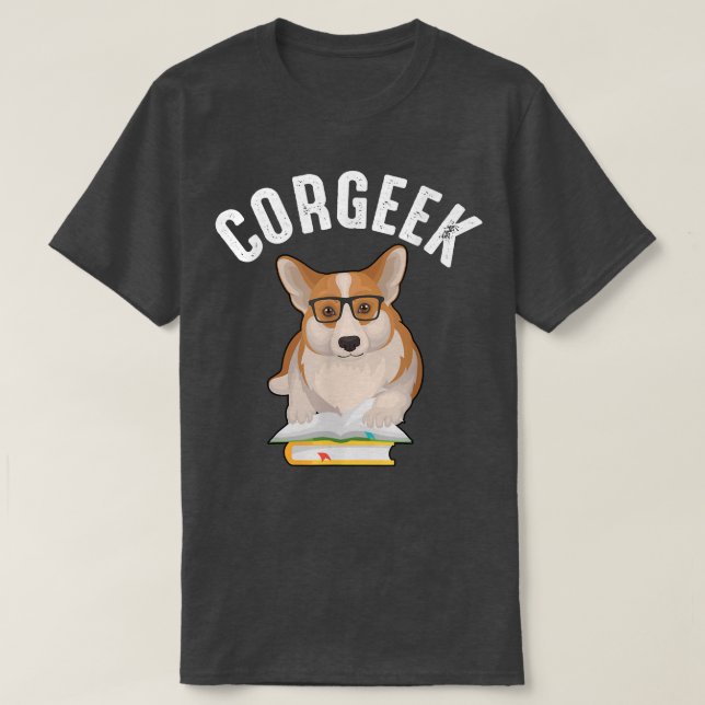 Funny Corgee Älskare Corgeek Bok Älskare T Shirt (Design framsida)