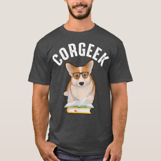 Funny Corgee Älskare Corgeek Bok Älskare T Shirt