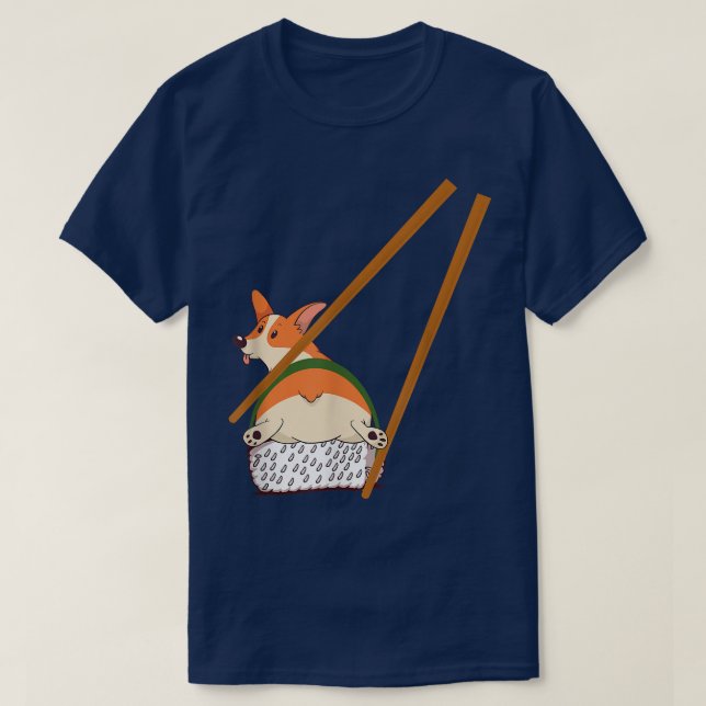 Funny Corgi And Sushi Lover  T Shirt (Design framsida)