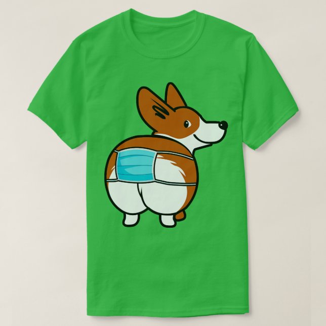 Funny Corgi Ansikte Mask T Shirt (Design framsida)
