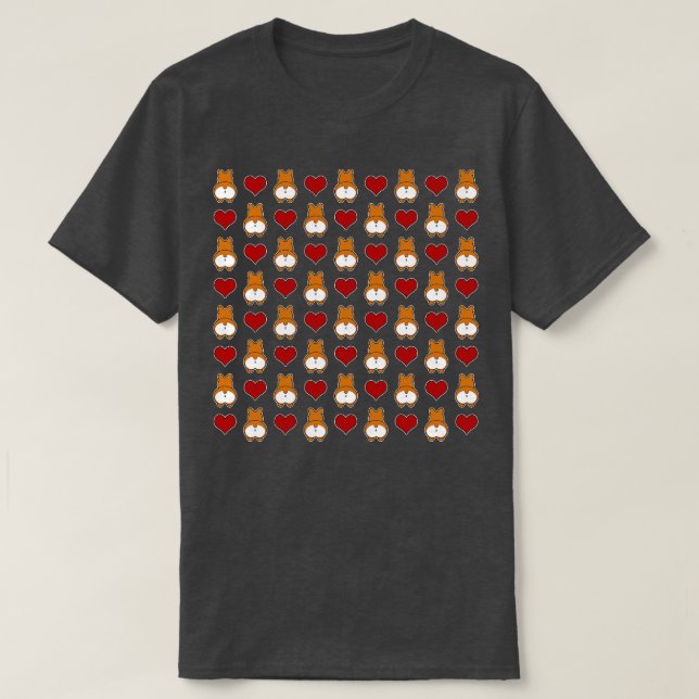 Funny Corgi Butt Mönster T Shirt (Design framsida)
