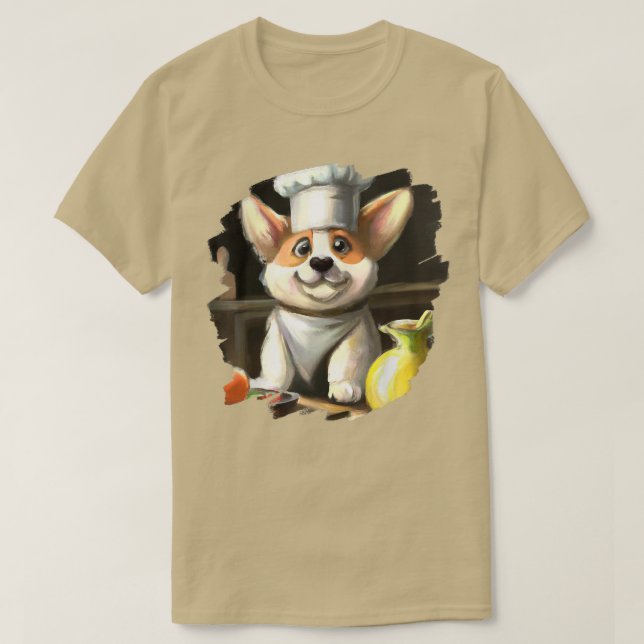 Funny Corgi Chef Cooking Food Hund Corgi T Shirt (Design framsida)