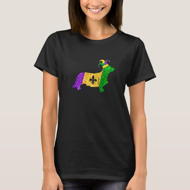 Funny Corgi Dog Lover Cute Mardi Gras Carnival Pre T Shirt (Framsida)