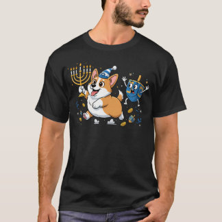 Funny Corgi Dreidel Menorah Hanukkah Kids Womens M T Shirt
