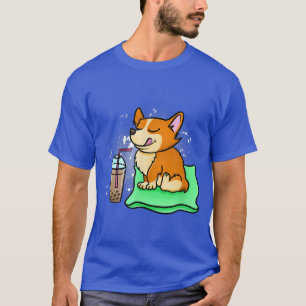 Funny Corgi Drinking Boba Tea Bubble Tea Hund älsk T Shirt