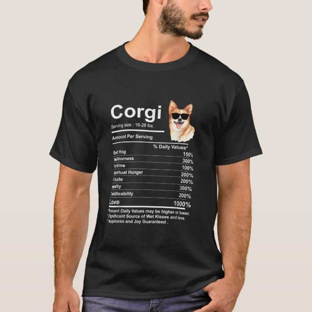 Funny Corgi Facts nutrition Gift Cardigan Pembroke T Shirt (Framsida)