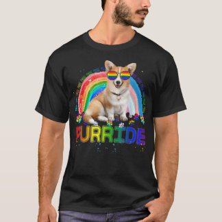 Funny Corgi Gay pride Rainbow Sunglasses LGBTQ T Shirt