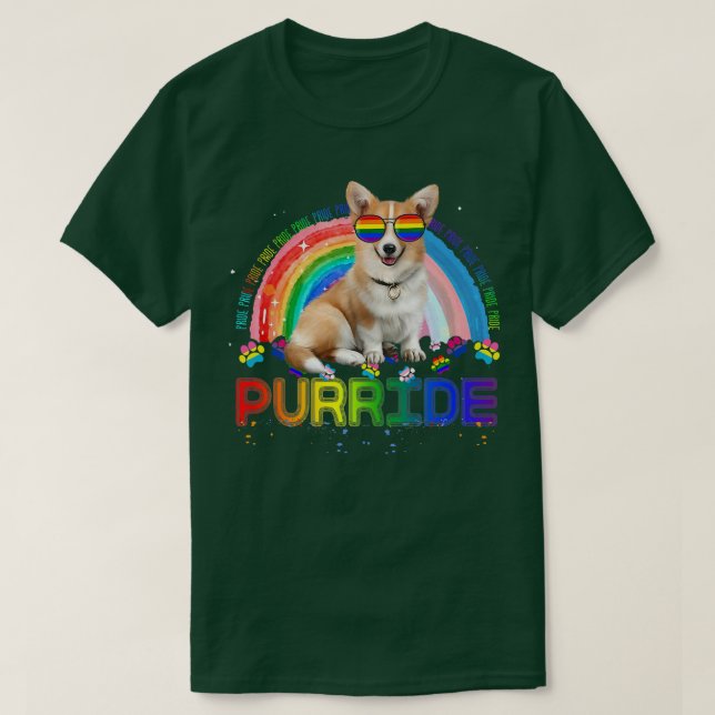 Funny Corgi Gay Priderainbow Sunglasses Lgbtq706 T Shirt (Design framsida)