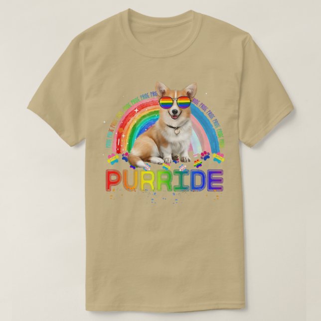 Funny Corgi Gay Priderainbow Sunglasses Lgbtq707 T Shirt (Design framsida)