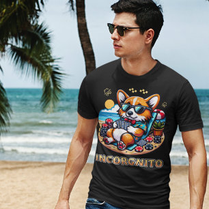 Funny Corgi Hund Incorgnito Poker T Shirt