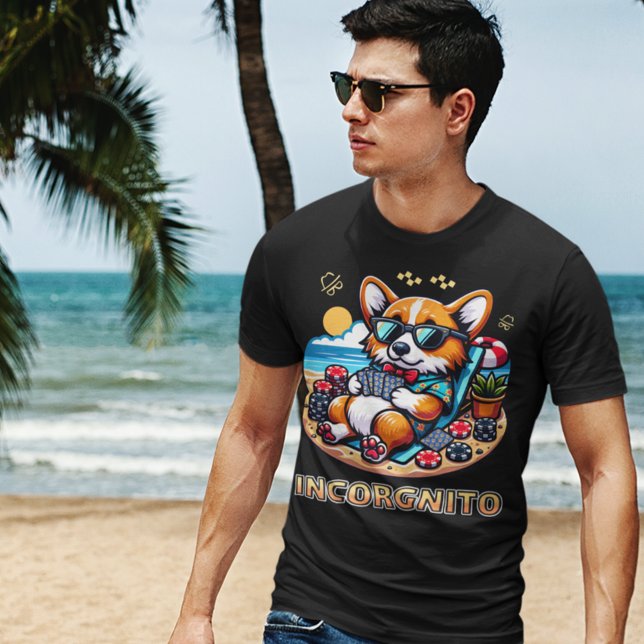 Funny Corgi Hund Incorgnito Poker T Shirt (Skapare uppladdad)