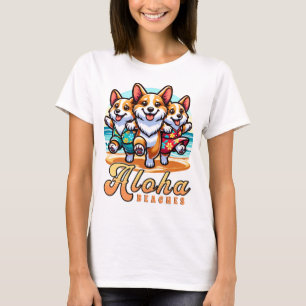 Funny Corgi Hundar Aloha Beacher Summer Vacation T Shirt
